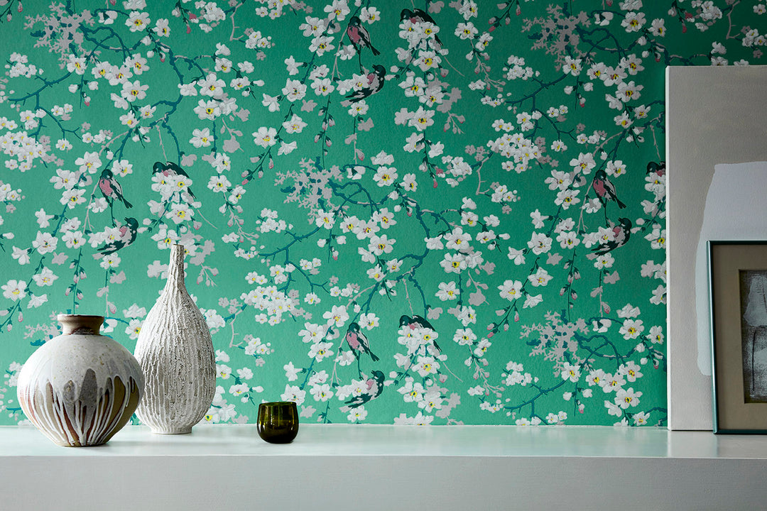 Little Greene Massingberd Blossom Wallpaper Verditer