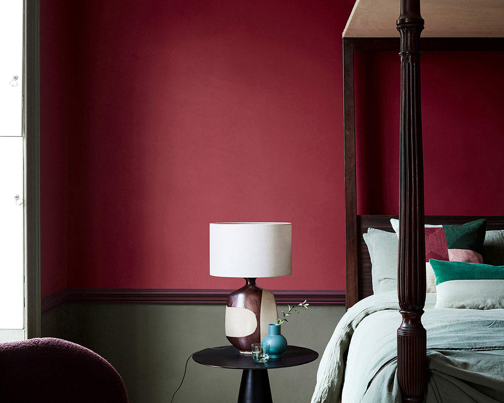Little Greene Baked Cherry 14 Paint on bedroom walls