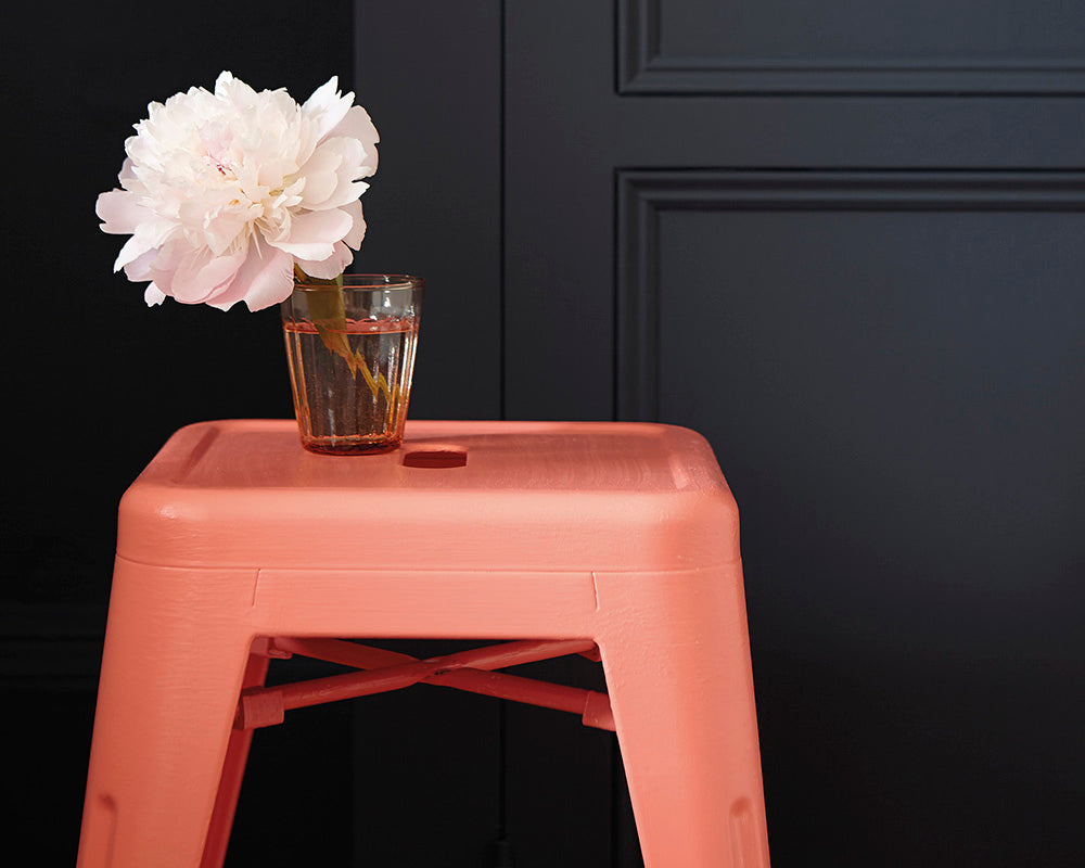 Little Greene Orange Aurora 21 Paint on a stool