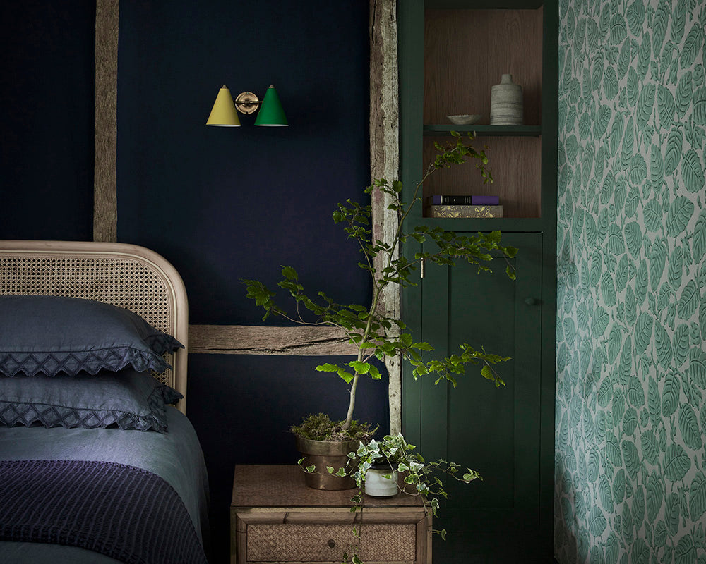 Little Greene Dock Blue 252 Paint on a bedroom wall