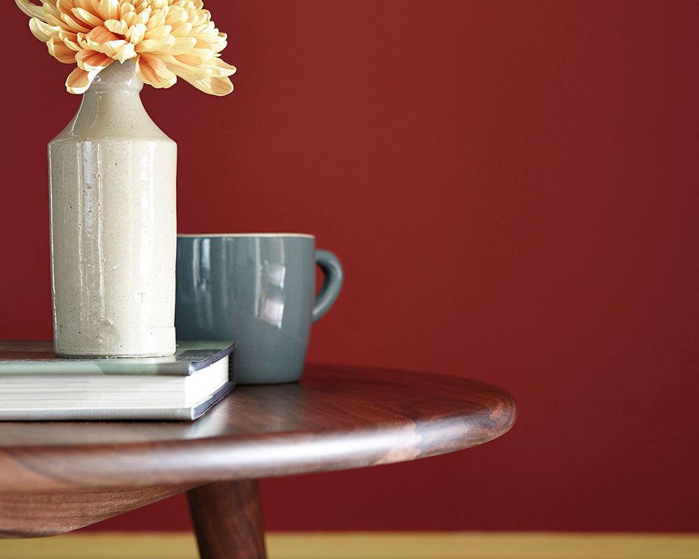 Little Greene Bronze Red 15 Paint in detail on a wall