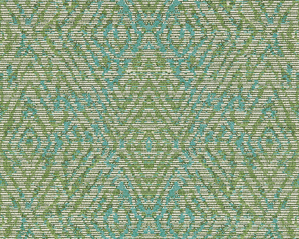 Harlequin Hansha Wallpaper in Kelly/Lagoon