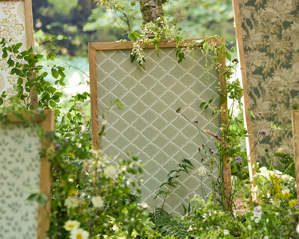 Sanderson Rye Wallpaper in the woodland lifestyle