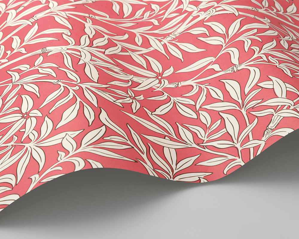 Cole & Son Bamboo Forest Wave in Chalk on Rouge