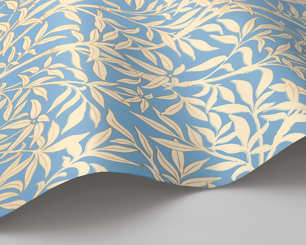 Cole & Son Bamboo Forest Wave in Buttercup Yellow on Cornflower Blue