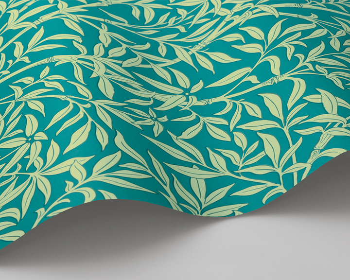 Cole & Son Bamboo Forest Wave in Pistachio on Petrol