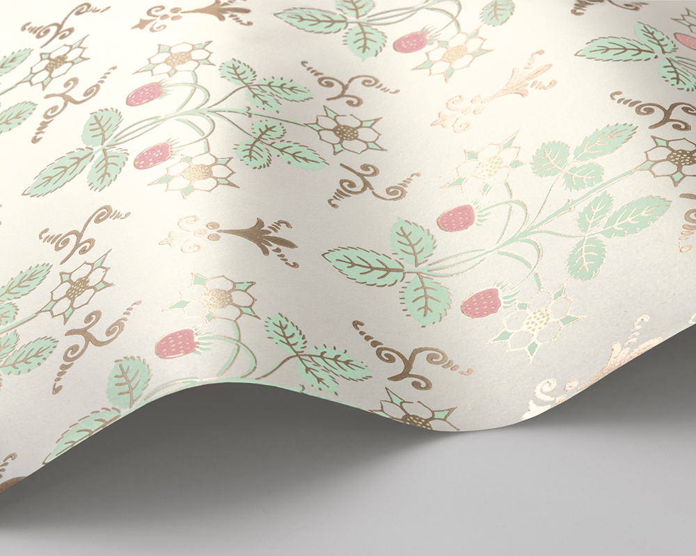 Cole & Son Strawberry Wave in Blush & Mint on Pastel
