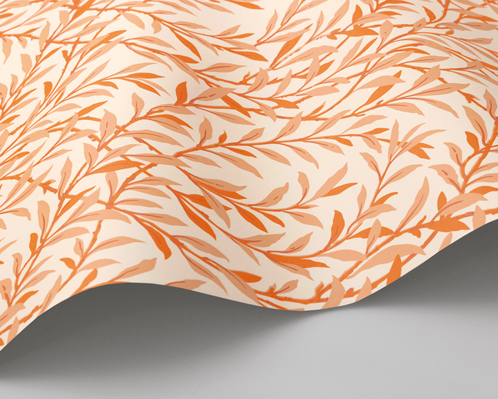 Cole & Son Willow Branch Wave in Tangerine on Cream
