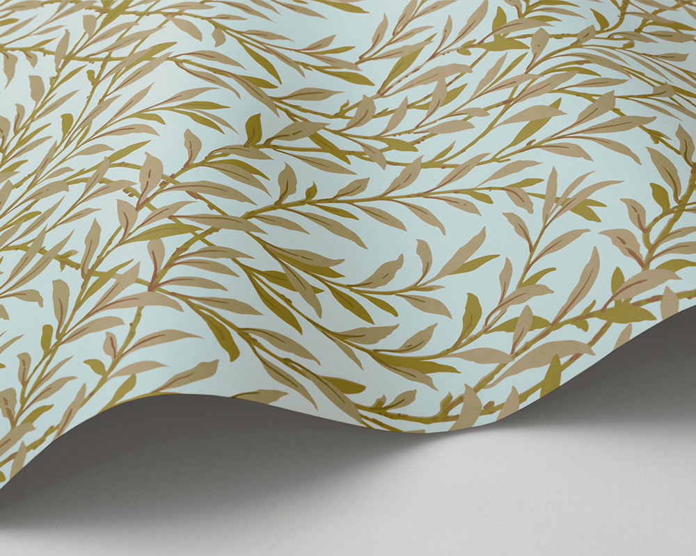 Cole & Son Willow Branch Wave in Olive on Teal