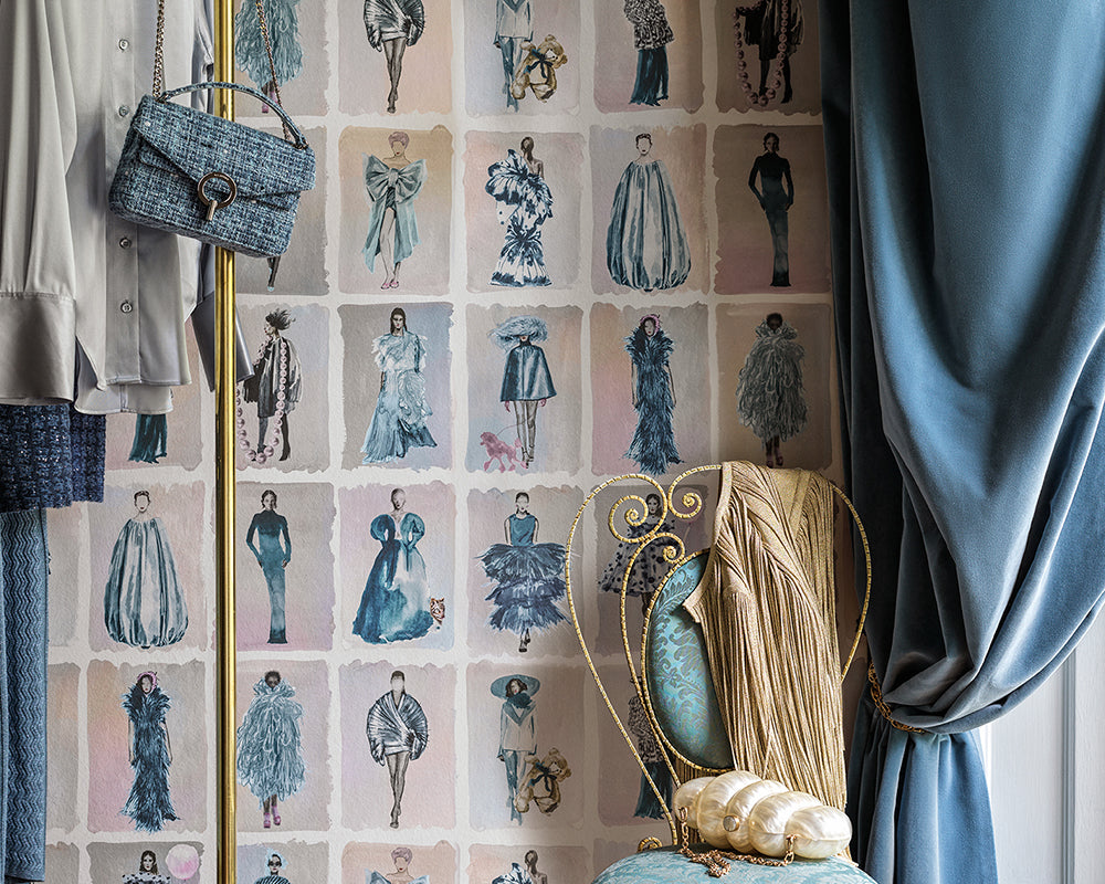 Cole & Son x Harrods Couture Carousel in a dressing room