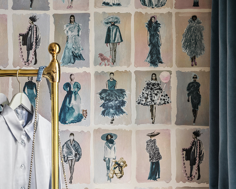 Cole & Son x Harrods Couture Carousel in a dressing room