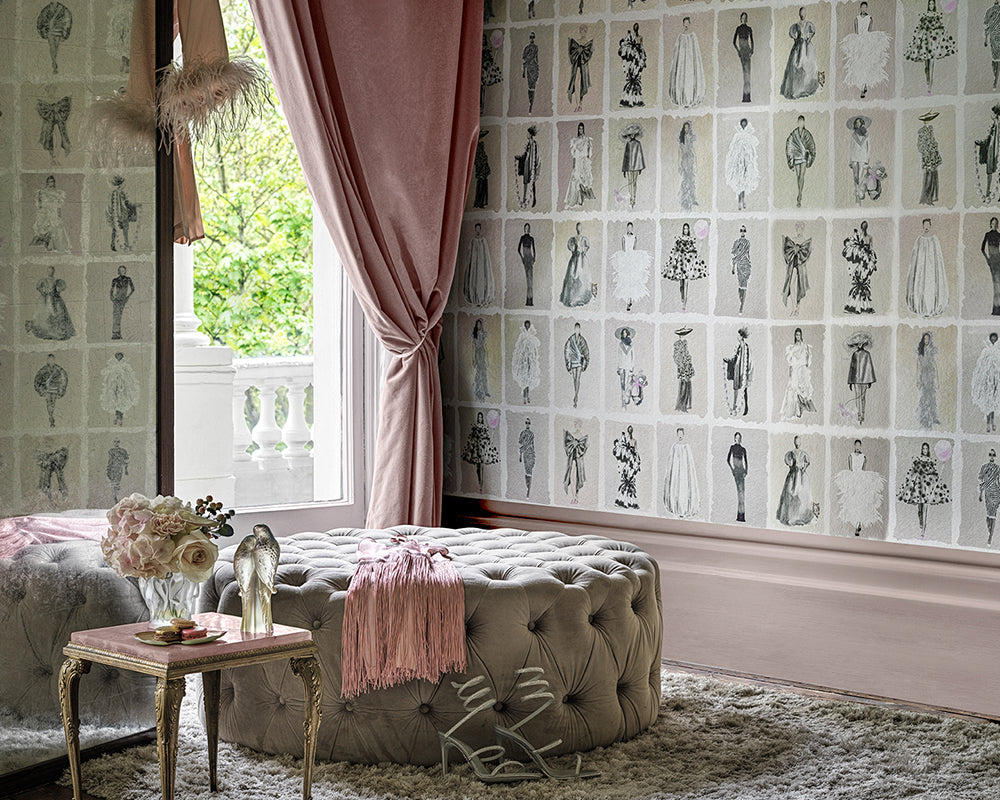 Cole & Son x Harrods Couture Carousel in a dressing room