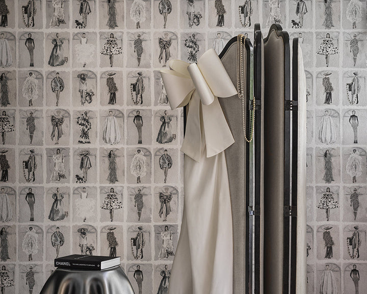 Cole & Son x Harrods Couture Carousel with Windows in a dressing room