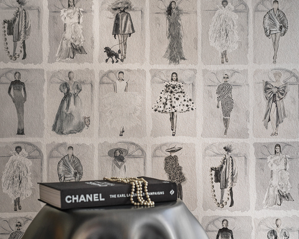 Cole & Son x Harrods Couture Carousel with Windows in a dressing room