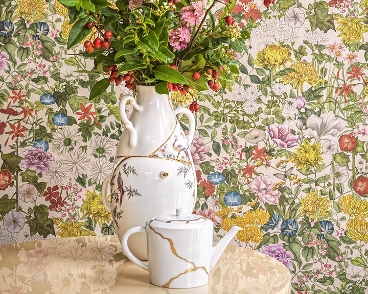 Cole & Son Flora Province in a living room detail