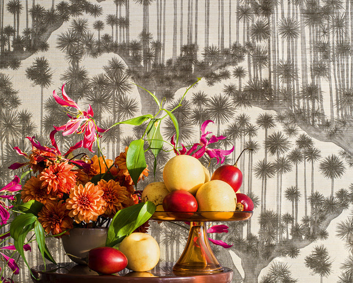 Cole & Son Japanese Woods Grasscloth in Charcoal detail