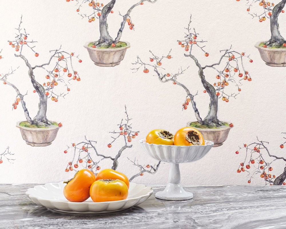 Cole & Son Kaki Persimmon in Ivory & Bergamot detail