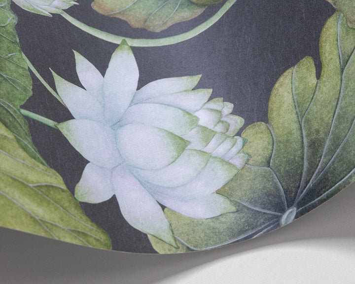 Cole & Son Lily Lotus wave in White on Charcoal