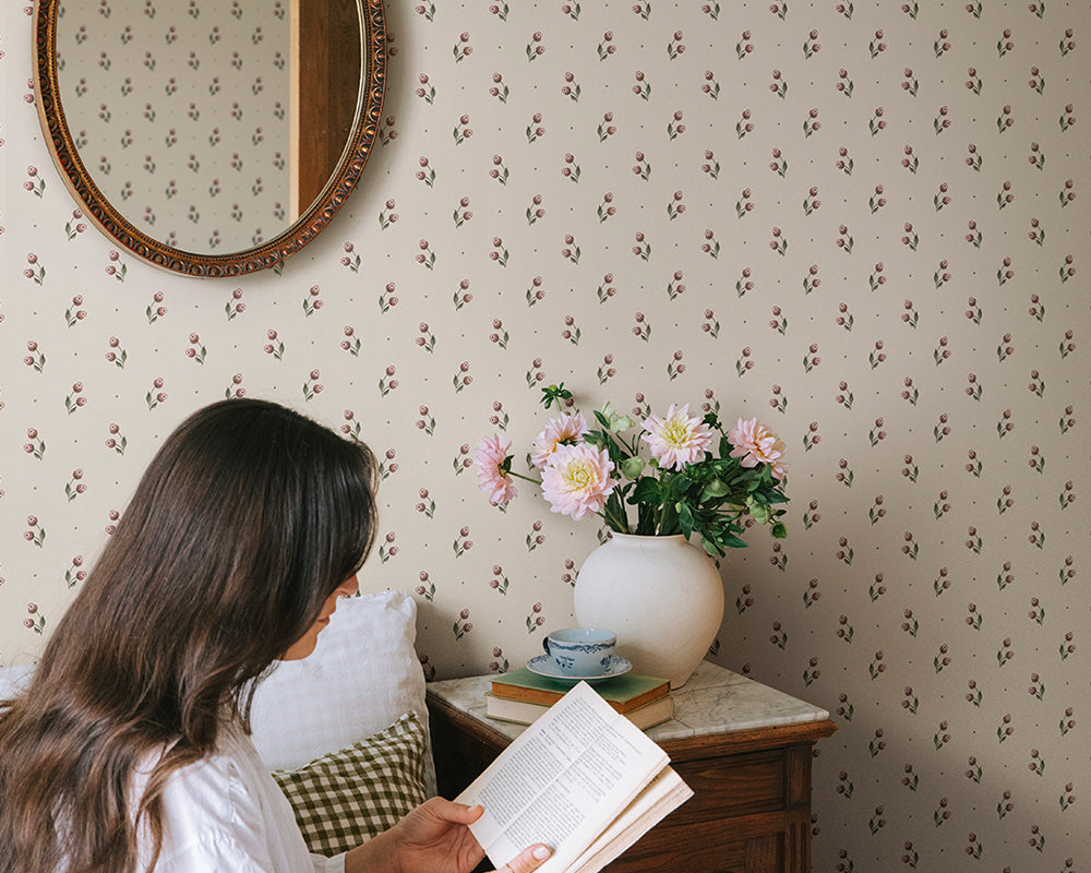 Sandberg Siv Wallpaper in a bedroom
