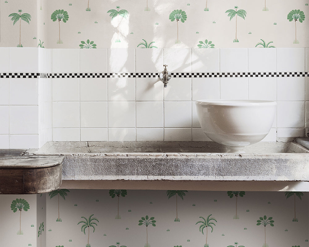 Sandberg Milo Wallpaper in a bathroom