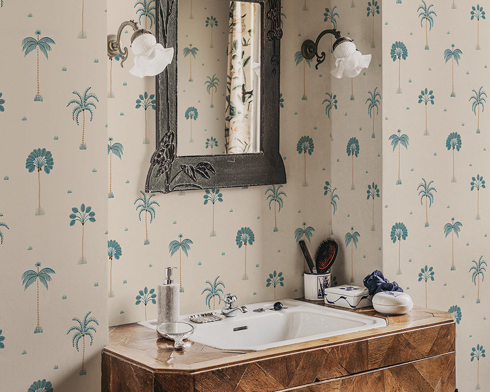 Sandberg Milo Wallpaper in a bathroom