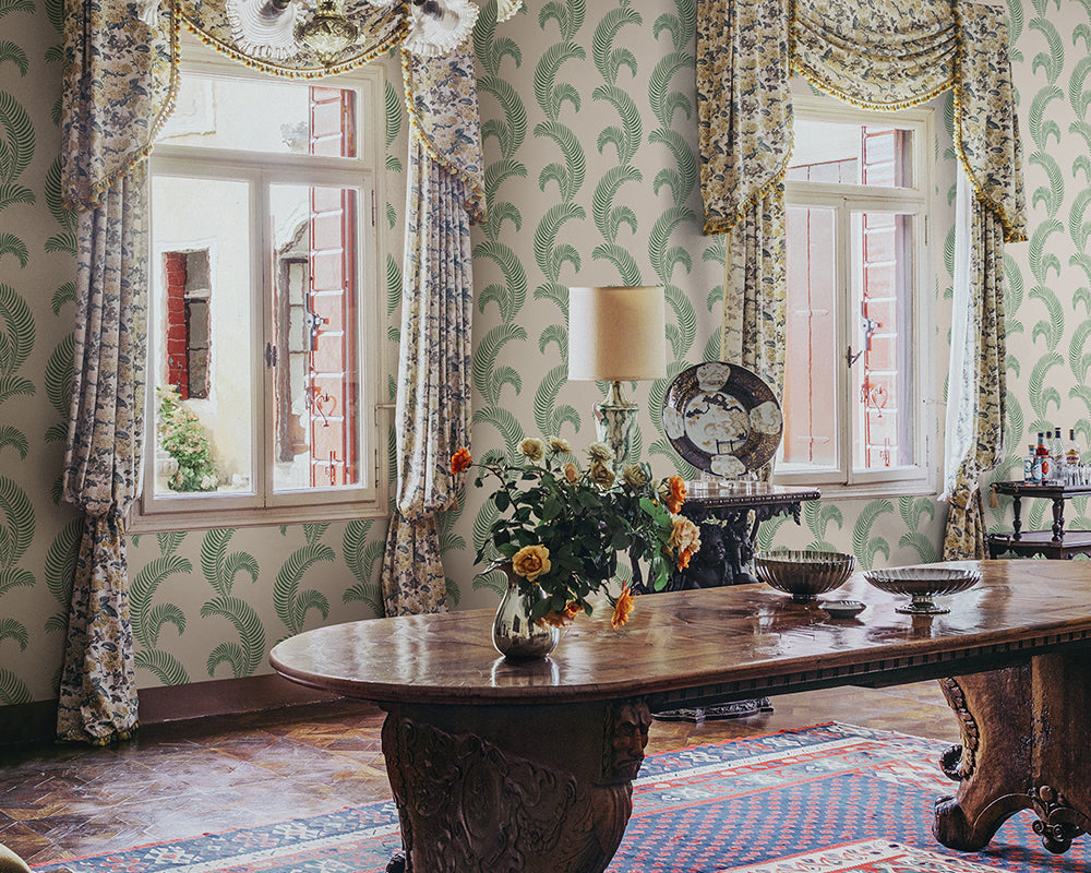 Sandberg Jasmine Wallpaper in a dinning room