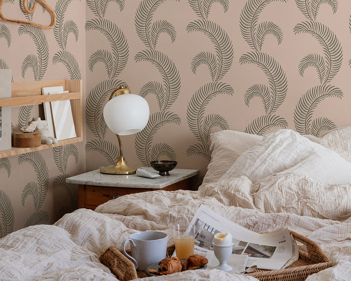 Sandberg Jasmine Wallpaper in a bedroom