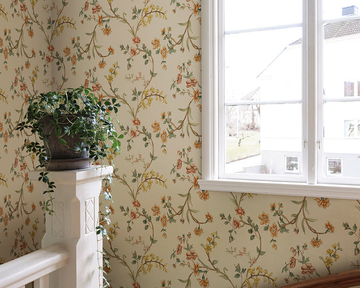 Sandberg Clara Wallpaper in Oat in a room