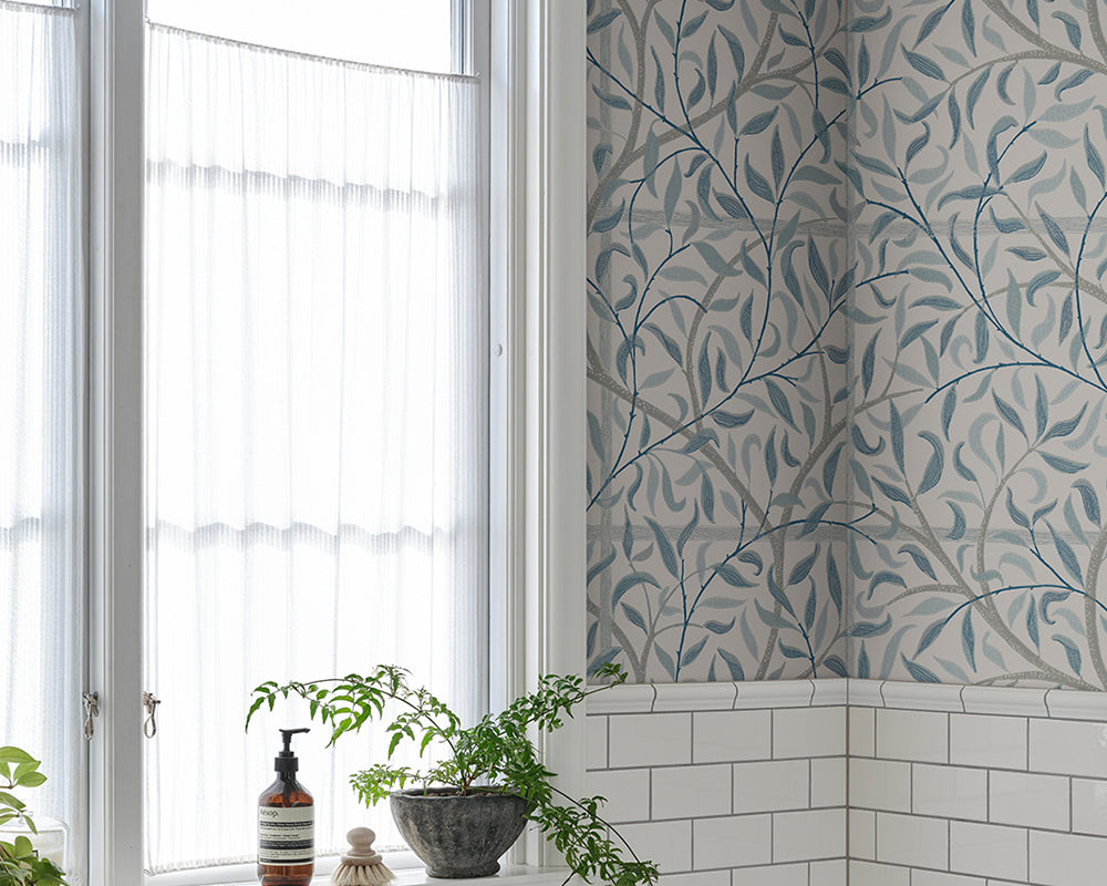 Sandberg Emmie Wallpaper in Misty Blue detail