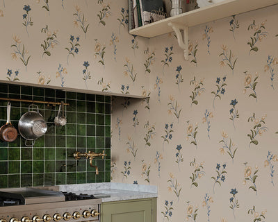 Sandberg Hanna Wallpaper in Clay in a kitchen