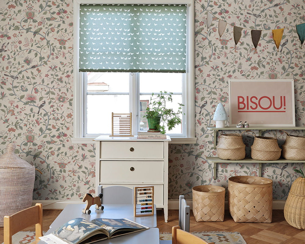 Sandberg Hedda Wallpaper in Pastel in a kid bedroom