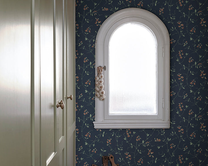 Sandberg Sanna Wallpaper in Classic Blue in a pantry