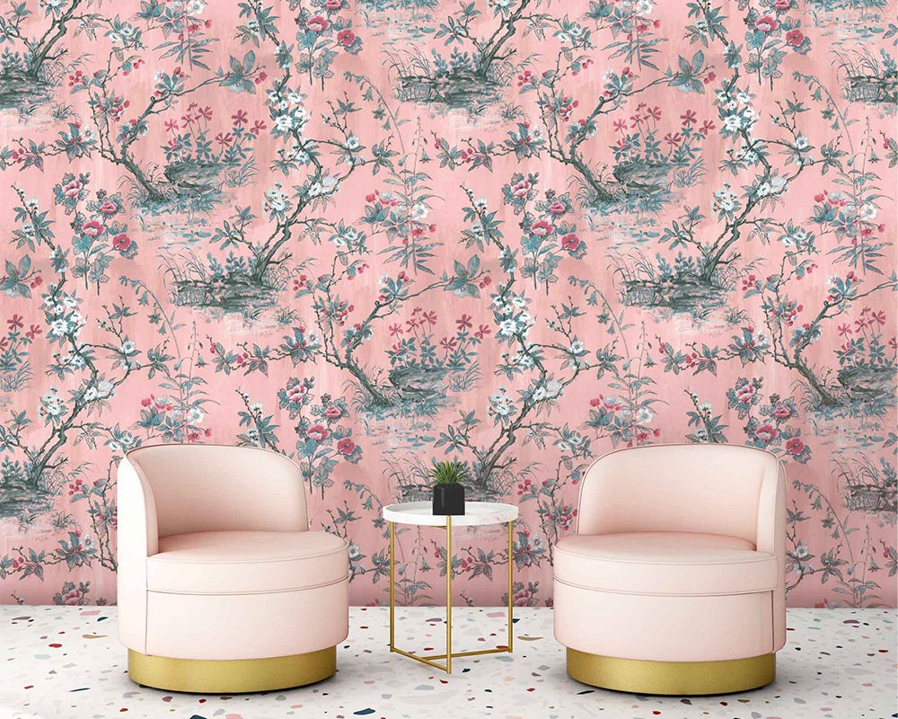Woodchip & Magnolia Rivington Wallpaper in a living room
