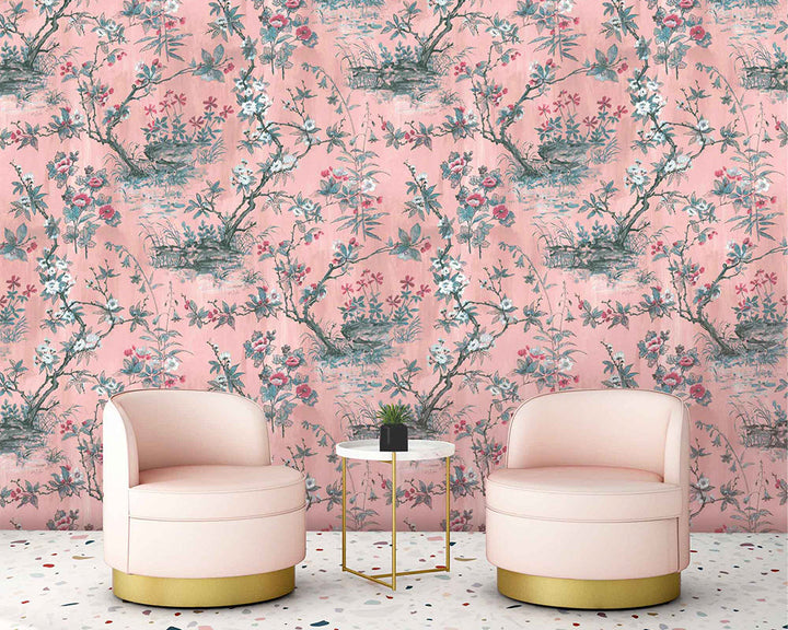 Woodchip & Magnolia Rivington Wallpaper in a living room