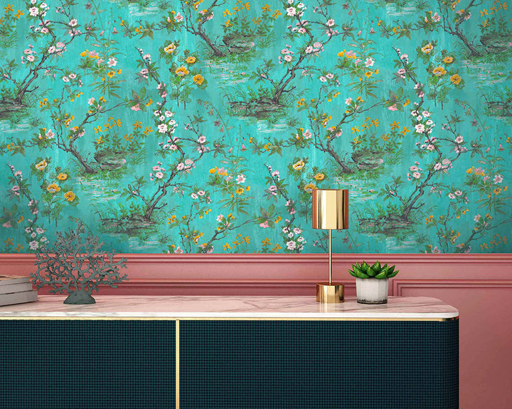 Woodchip & Magnolia Rivington Wallpaper in a hallway