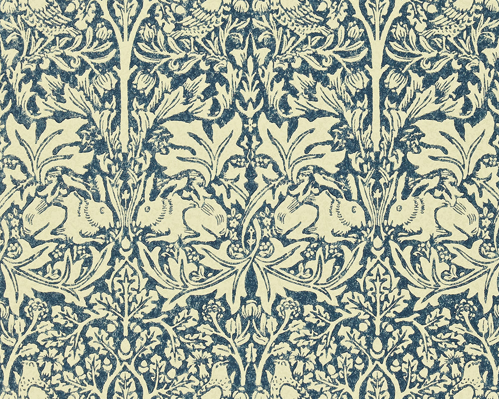 Morris & Co Brer Rabbit Wallpaper in Indigo/Vellum