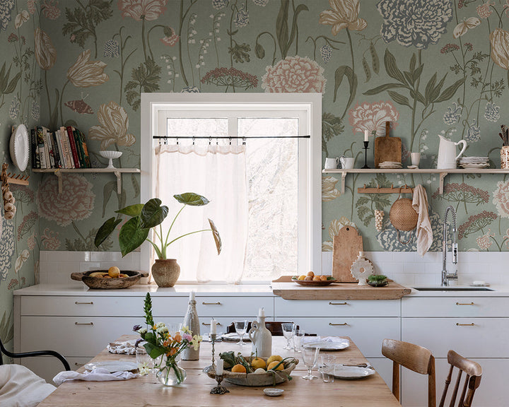 Sandberg Aurelie Mural Wallpaperin a kitchen