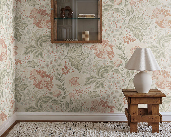 Sandberg Ava Mural Wallpaper in a living room