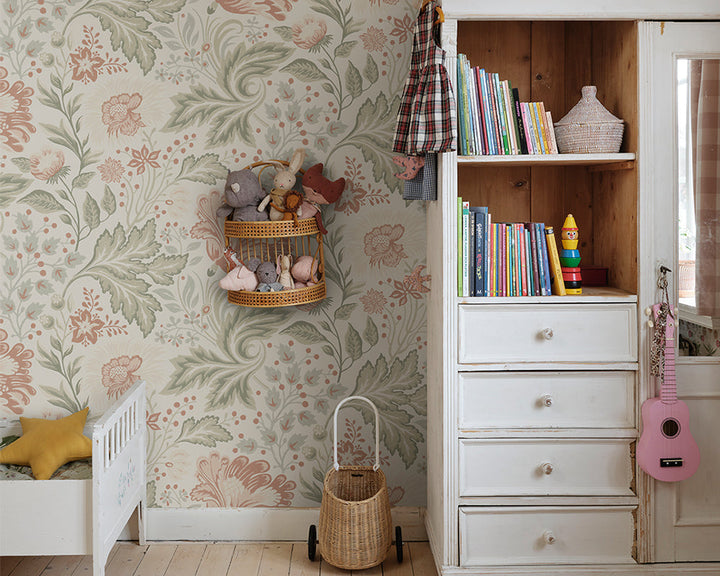 Sandberg Ava Mural Wallpaper in a kid's bedroom