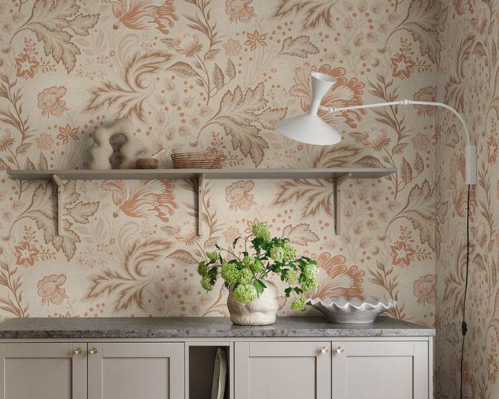 Sandberg Ava Mural Wallpaper in a kitchen