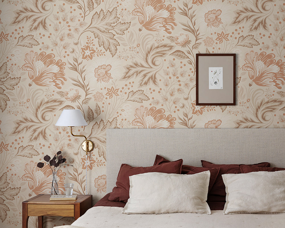 Sandberg Ava Mural Wallpaper in a bedroom
