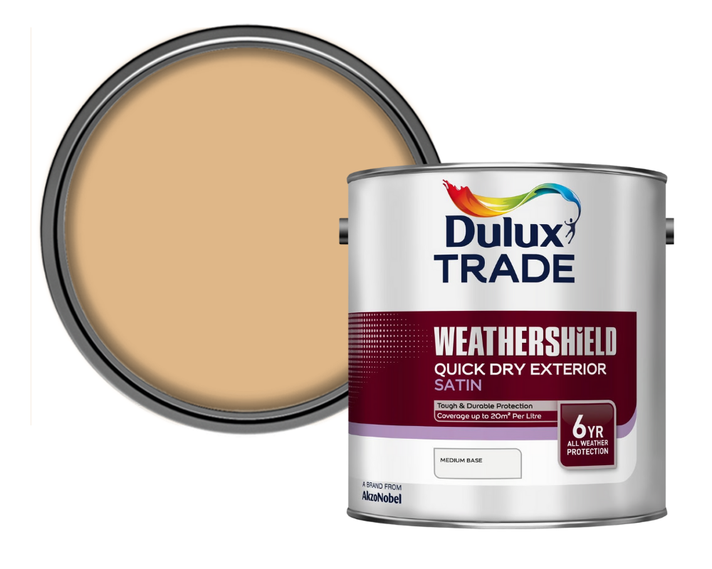 Dulux Trade Poached Peach Weathershield Quick Dry Exterior Satin - Outlet