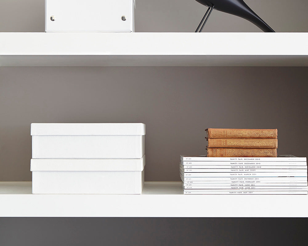 Little Greene Down 242 Paint behind shelves