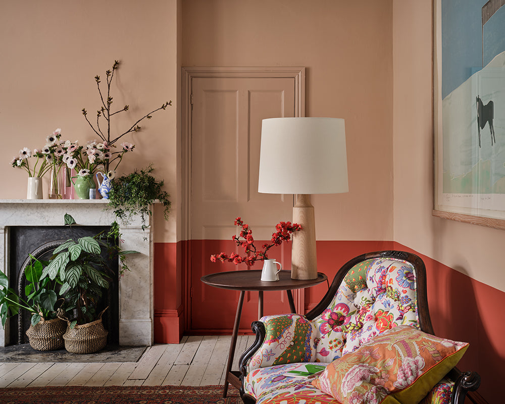 Bamboozle 304 paint by Farrow & Ball on the walls of a living room