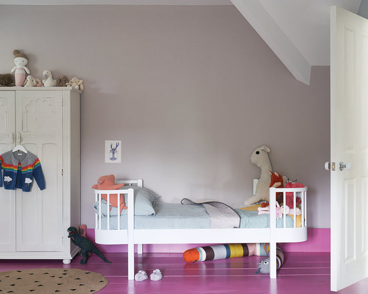 Rangwali 296 paint by Farrow & Ball on the floors and skirting boards of a childs bedroom