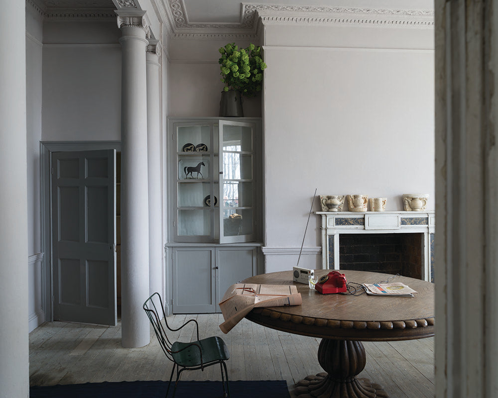 Worsted 284 paint by Farrow & Ball in an open plan living space