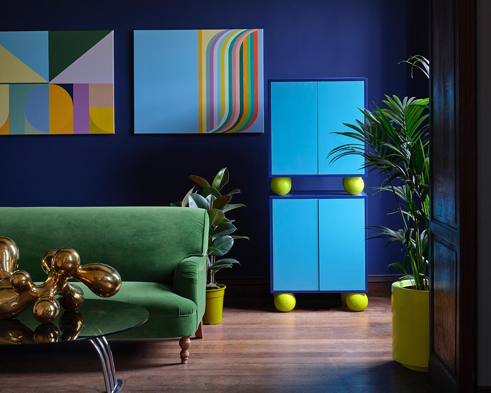 Blue Maize CB11 paint by Farrow & Ball in a bold and fun living space