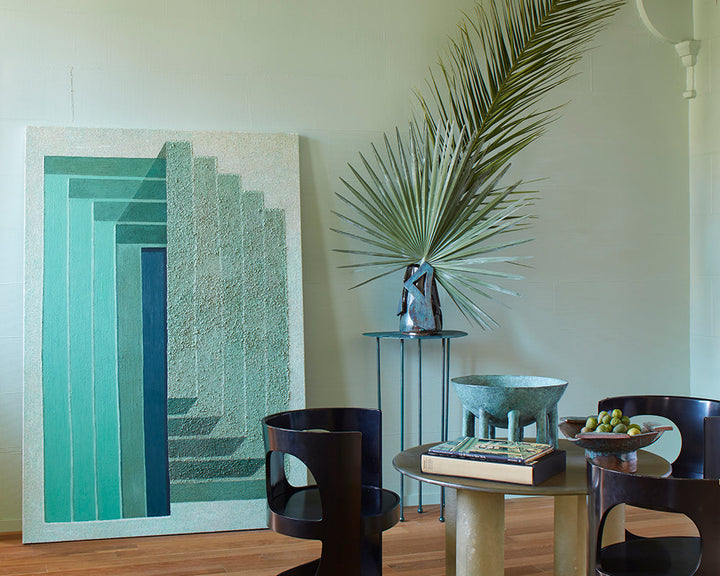 Farrow & Ball Palm CC4 Paint used in a modern dining room