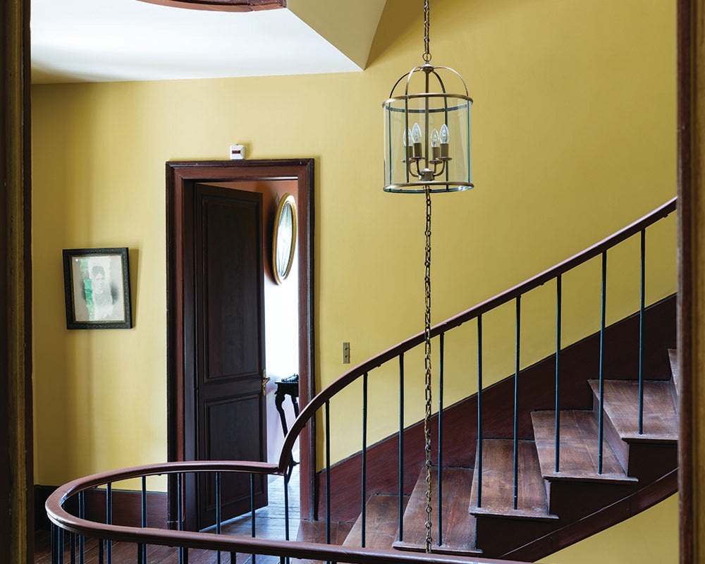 Straw 52 paint by Farrow & Ball used in a hallway of a period home
