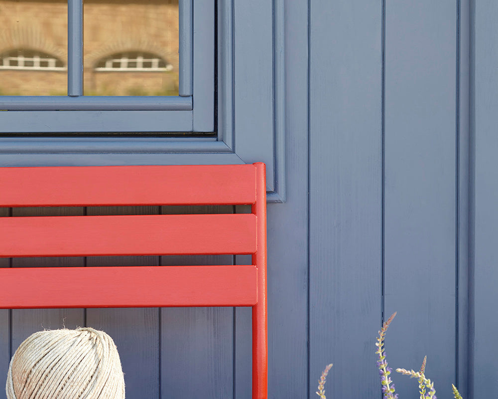 Little Greene Atomic Red 190 Paint on a chair